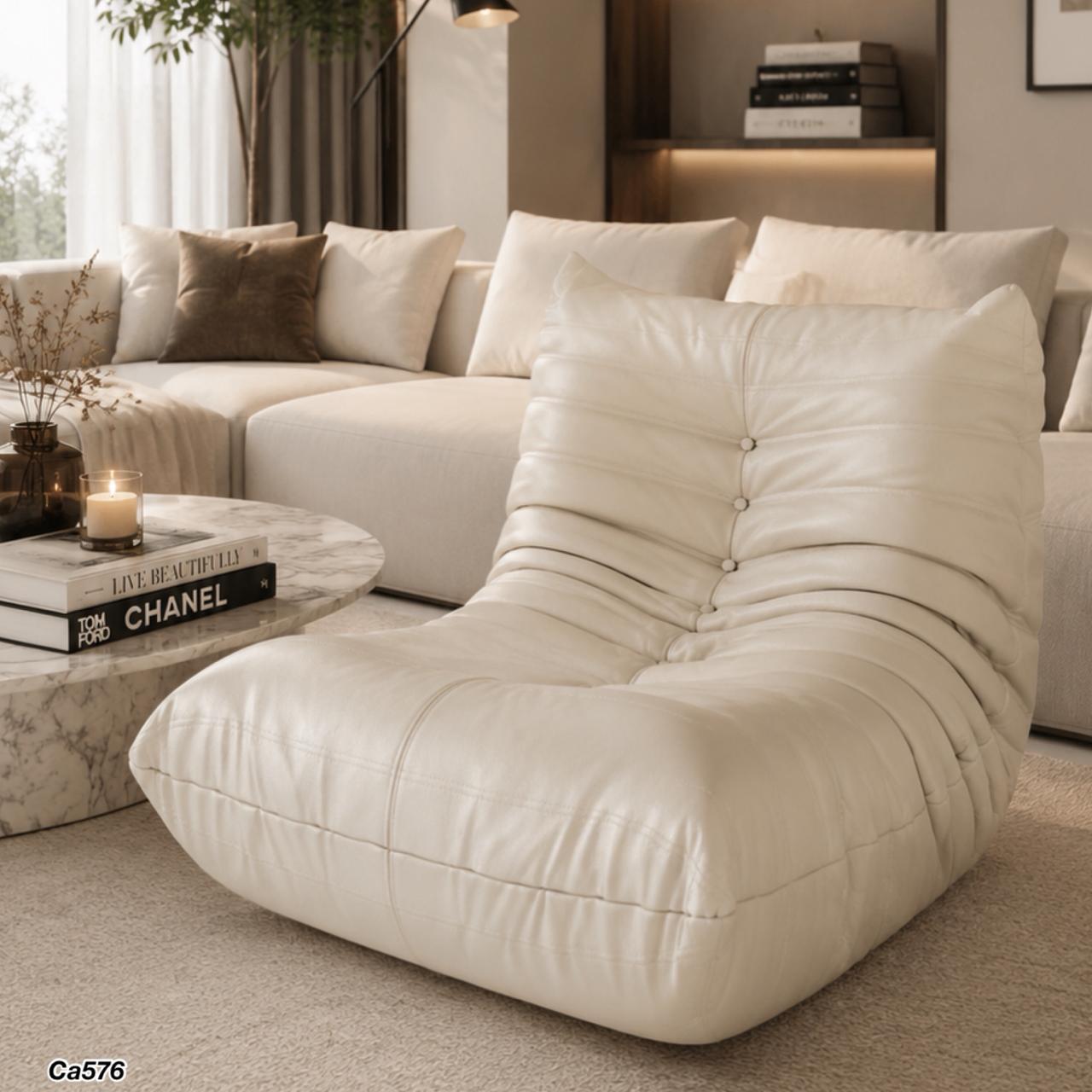 Silla poltrona beige micro fibra 85cm